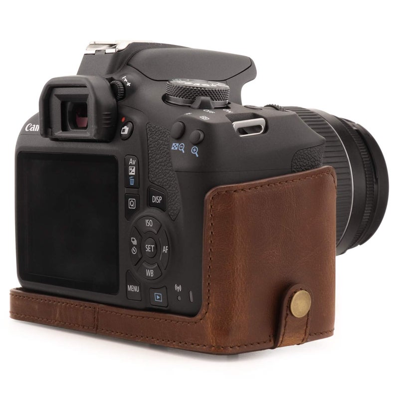 MegaGear MG1608 Ever Ready Leather Camera Case compatible with Canon EOS Rebel T7 (18-55mm), 2000D (18-55mm) - Dark Brown - Image 4